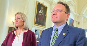 Dels. Kathy Szeliga and Nicholaus Kipke, Republicans representing Baltimore and Harford and Anne Arundel counties, respectively. (The Daily Record / Bryan P. Sears)