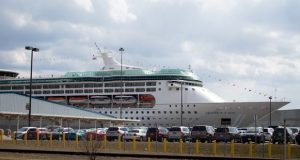 Royal Caribbean's "Grandeur of the Seas" cruise ship docks in the South Locust Point Cruise Terminal at the Port of Baltimore on Feb. 28, 2020. Capital News Service/Jeff Barnes)