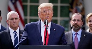President Donald Trump speaks during a news conference about the coronavirus in the Rose Garden of the White House, Friday, March 13, 2020, in Washington. (AP Photo/Evan Vucci)