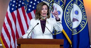 House Speaker Nancy Pelosi of Calif. speaks during a news conference on Capitol Hill in Washington, Thursday, Aug. 6, 2020. (AP Photo/Jose Luis Magana)