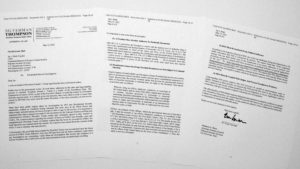 A letter from M. Evan Corcoran, one of former President Donald Trump's attorneys, that was in the affidavit by the FBI in support of obtaining a search warrant for Trump's Mar-a-Lago estate is photographed Aug. 26, 2022. (AP Photo/Jon Elswick)
