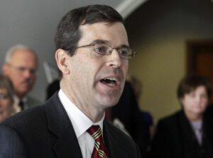 New Hampshire Attorney General Michael Delaney speaks about drug abuse issues in Concord, New Hampshire, on Feb. 22, 2013. Delaney is withdrawing his nomination for the Boston-based 1st U.S. Circuit Court of Appeals. (AP Photo/Jim Cole, File)