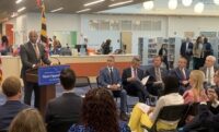 “You could put up all the infrastructure you want. But, if people cannot afford to get them and their families online, then what’s the point?” Gov. Wes Moore said during a news conference July 18, 2023. (The Daily Record/Jack Hogan)