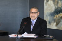 Wayne R. Frazier Sr., president of the Maryland Washington Minority Companies Association, speaks in a new conference at The Woodberry in Baltimore on Jan. 2, 2024. (Rachel Konieczny/The Daily Record)