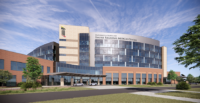 A rendering of the $540 million, 325,294-square-foot University of Maryland Shore Regional Medical Center at 10000 Longwoods Road, part of University of Maryland Shore Regional Health (UM SRH), is anticipated to open in 2028. It will have room for 122 private rooms 27 emergency department bays, seven operating rooms and a helipad. It will also feature a 60,000-square-foot medical office and outpatient services building adjacent to the tower. The new facility will replace the UM Shore Medical Center on South Washington Street in Easton. (Photo courtesy of the University of Maryland Medical System)