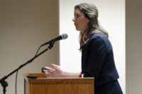 Whitney Hermandorfer of the Tennessee Attorney General's Office speaks before a panel of judges, April 4, 2024, in Nashville, Tennessee. (AP Photo/George Walker IV, File)