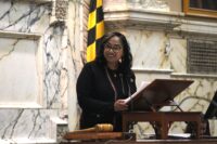 Joseline Peña-Melnyk during her swearing-in ceremony as Maryland's House Speaker on Dec. 16, 2025. (The Daily Record/Hannah Gaskill)