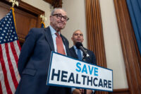 As Congress faces a year-end deadline on Affordable Care Act subsidies, Senate Minority Leader Chuck Schumer, D-N.Y., left, and House Minority Leader Hakeem Jeffries, D-N.Y., meet with reporters about health care affordability, at the Capitol in Washington on Dec. 3, 2025. (AP Photo/J. Scott Applewhite)