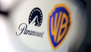 Paramount and Warner Bros logos are seen in this illustration taken Dec. 8, 2025. (REUTERS/Dado Ruvic/Illustration)