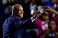 Maryland Gov. Wes Moore gestures on Day 3 of the Democratic National Convention (DNC) at the United Center in Chicago on Aug. 21, 2024. (REUTERS/Elizabeth Frantz/File Photo)