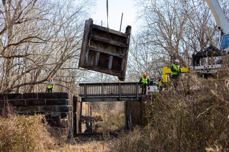 Some of the Chesapeake & Ohio Canal's locks were removed to help divert sewage that spilled into the Potomac River after a pipeline collapsed. (Courtesy of D.C. Water)