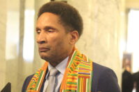 Sen. Arthur Ellis protests Senate leaderships' decision to not bring a bill to redraw Maryland's congressional districts to the floor on Feb. 5, 2026. (Hannah Gaskill/The Daily Record)