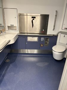 The Airo's bathrooms feature changing tables and accessible design. (Andrea Sachs/The Washington Post)