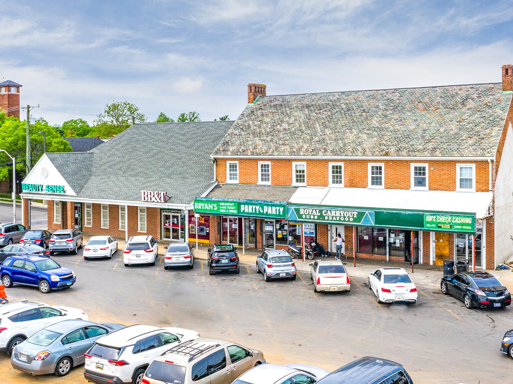 Constructed in 1947, the Edmondson Village Shopping Center is undergoing a major reconstruction project that includes the addition of a Saint Agnes primary care site. (CoStar)