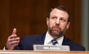 Sen. Markwayne Mullin (R-OK) attends a Senate Health, Education, Labor, and Pensions Committee confirmation hearing for Casey Means, nominated to serve as the next U.S. Surgeon General, on Capitol Hill in Washington on Feb. 25, 2026. (REUTERS/Kylie Cooper/File Photo)