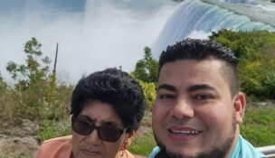 Maynor Suazo Sandoval and his mother, Rosa Emerita Sandoval Paz, pose together in an undated photo. Suazo Sandoval was one of the six workers who died in the Francis Scott Key Bridge collapse on March 26, 2024.