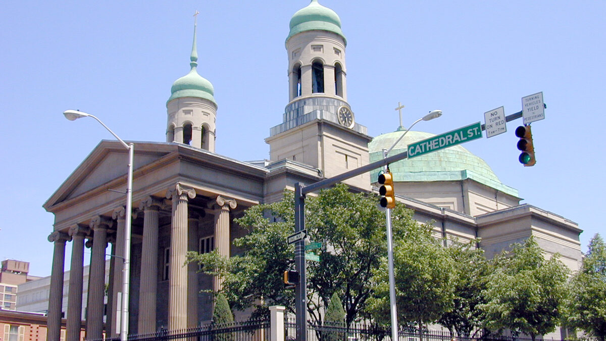 The Basilica of the Assumption on Cathedral St. in Baltimore. 5/11/00 Max Franz Digital.