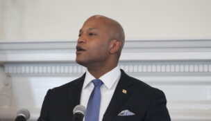 Gov. Wes Moore announces that his office and the legislature came to an agreement on sweeping energy legislation on April 13, 2026. (Hannah Gaskill/The Daily Record)
