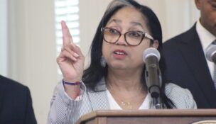 House Speaker Joseline Peña-Melnyk speaks at a bill signing ceremony on April 14, 2026. (Hannah Gaskill/The Daily Record)