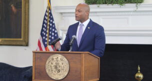 Gov. Wes Moore says he wants Maryland voters to decide if the state constitution is amended to clarify criteria for congressional redistricting on Aug. 3, 2026. (Hannah Gaskill/The Daily Record)