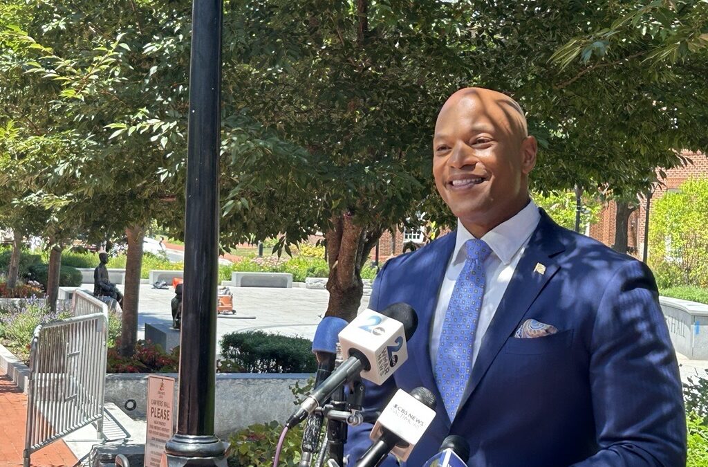 Gov. Wes Moore celebrates a slate of wins among politicians he endorsed in the 2026 primary election on June 24, 2026. (Hannah Gaskill/The Daily Record)