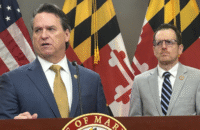 Senate Minority Leader Steve Hershey and Senate Minority Whip Justin Ready blame Gov. Wes Moore for the death of their gas tax holiday proposal. (Hannah Gaskill/The Daily Record)
