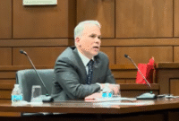 In this screengrab from a video, Maryland Supreme Court Chief Justice Matthew Fader speaks at a University of Maryland School of Law panel discussion about violence against judges. (Ian Round/The Daily Record)