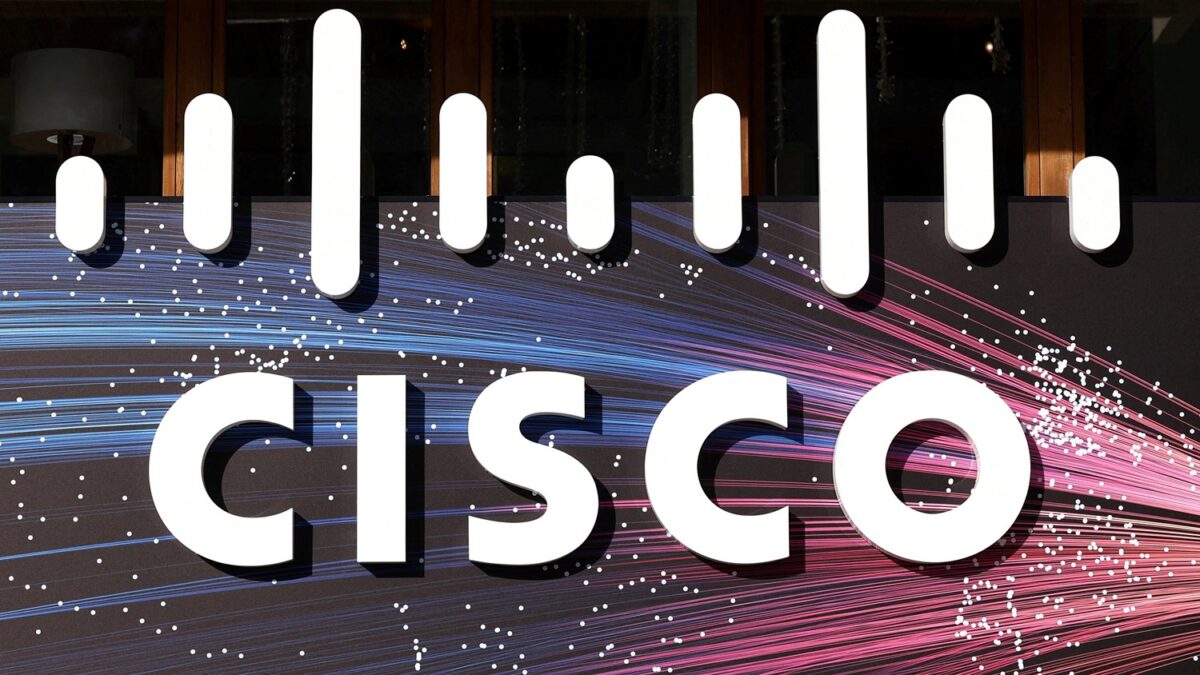 A CISCO logo sits outside the company's house on the opening day of the 55th annual meeting of the World Economic Forum (WEF) in Davos, Switzerland, on Jan. 20, 2025. (REUTERS/Yves Herman/File Photo)