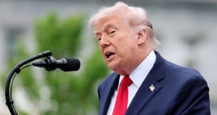 President Donald Trump gives a speech during the State Arrival Ceremony on the South Lawn on day two of the state visit of King Charles III and Queen Camilla on April 28, 2026, in Washington, D.C. (Chris Jackson/Pool via REUTERS)