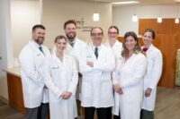 From left: Physician assistants Kevin Walsh, Nicole Michael and Zachary Smith; Dr. John Abel; certified registered nurse practitioners Anna Telewicz, Danielle Freiji and Lindsay Jones. (Courtesy of Mercy)