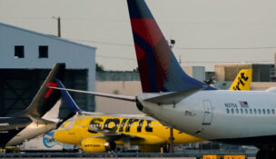 A Spirit Airlines aircraft sits at Miami International Airport in Florida, May 2, 2026. Spirit abruptly canceled flights overnight, stranding passengers and staff around the U.S., Caribbean and Latin America, after collapsing under financial pressures that included a sharp rise in fuel costs due to the Iran war. (REUTERS/Nathan Howard/File Photo)