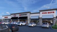 A rendering of a multitenant building at Reisterstown Road Plaza in Baltimore. (Tide Realty Capital)