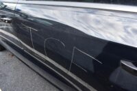 Among the damage discovered on March 8, 2026, to 18 ICE vehicles at the Wright Road ICE warehouse near Williamsport were scratches and profane messages scratched into many of the damaged SUVs and eight SUVs with punctured tires, according to a Washington County Sheriff's Office report. (USA TODAY Network via Reuters Connect)