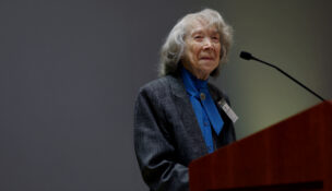 U.S. Circuit Judge Pauline Newman of the U.S. Court of Appeals for the Federal Circuit delivers remarks at a reception honoring her life and work at George Mason University during their annual Center for Intellectual Property x Innovation Policy conference in Arlington, Virginia, Oct. 12, 2023. (REUTERS/Leah Millis/File Photo)