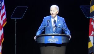 Former President Joe Biden gave the keynote speech June 27, 2026, at the Maryland Democratic Party gala at Maryland Live! casino in Hanover. (Photo by William J. Ford/Maryland Matters)