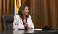 Wicomico County Executive Julie Giordano speaks during a news conference June 10, 2026, at the Government office building in Salisbury. (USA TODAY Network via Reuters Connect)