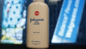 A bottle of Johnson and Johnson Baby Powder is seen in a photo illustration taken in New York on Feb. 24, 2016. (REUTERS/Shannon Stapleton/Illustration)