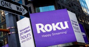 A video sign displays the logo for Roku Inc in Times Square after the company's IPO at the Nasdaq Market in New York, on Sept. 28, 2017. (REUTERS/Brendan McDermid/File Photo)