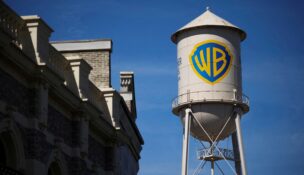 The Warner Bros. Water Tower is pictured at Warner Bros. Studios in Burbank, California, on Feb. 27, 2026. (REUTERS/Daniel Cole/File Photo)