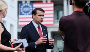 U.S. Acting Attorney General Todd Blanche speaks to a reporter outside of the West Wing entrance at the White House in Washington on May 27, 2026. (REUTERS/Jonathan Ernst)