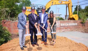 From left: City of Frederick Mayor Michael O’Connor, Greenberg Gibbons CEO and Chairman of the Board Brian Gibbons, Greenberg Gibbons President Eric Walter and Frederick County Executive Jessica Fitzwater. (Courtesy of Greenberg Gibbons)