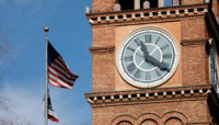 The clock tower of St. Andrew's Catholic Church is pictured in Pasadena California, January 24, 2018. (REUTERS/Mario Anzuoni/File Photo)