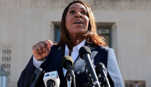 New York Attorney General Letitia James speaks to the media in Norfolk, Virginia, October 24, 2025. (REUTERS/Jonathan Ernst/File Photo)