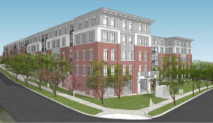 A rendering of the redeveloped Springvale Terrace in Silver Spring. (Enterprise Community Development)