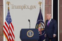 President Donald Trump arrives to an event to unveil the TrumpRx drug discount site, in the South Court Auditorium on the White House campus in Washington on Feb. 5, 2026. (REUTERS/Al Drago)