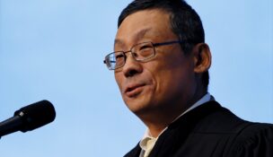 U.S. District Court Judge Myong Joun presides over a naturalization ceremony for new U.S. citizens at the John F. Kennedy Presidential Library in Boston on Aug. 19, 2025. (REUTERS/Brian Snyder/File Photo)