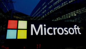 A view shows a Microsoft logo at Microsoft offices in Issy-les-Moulineaux near Paris on March 25, 2024. (REUTERS/Gonzalo Fuentes/File Photo)