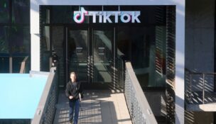 A man leaves the U.S. headquarters of the social media company TikTok in Culver City, California, on Jan. 17, 2025. (REUTERS/David Swanson/File Photo)