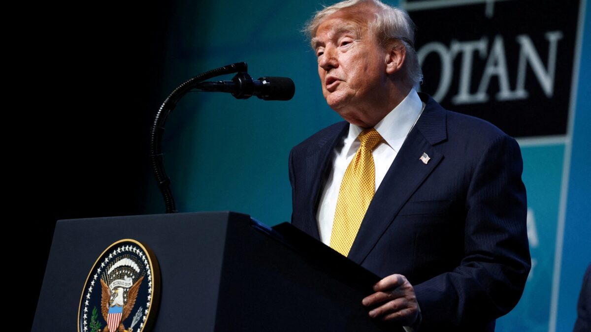 President Donald Trump speaks during a press conference on the day of a NATO leaders' summit in Ankara, Turkey, on July 8, 2026. (REUTERS/Stoyan Nenov)