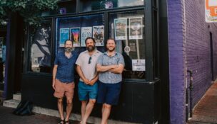 From left, Jeremy Rusen, Cris Jacobs and Chris Perella, outside the 8 X 10 venue in Baltimore. (Alyssa Kriner Photography)